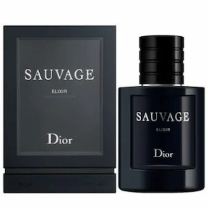 عطر دیور ساواژ الکسیر با بطری استوانه‌ای تیره و لوگوی Dior در قسمت پایین بطری
